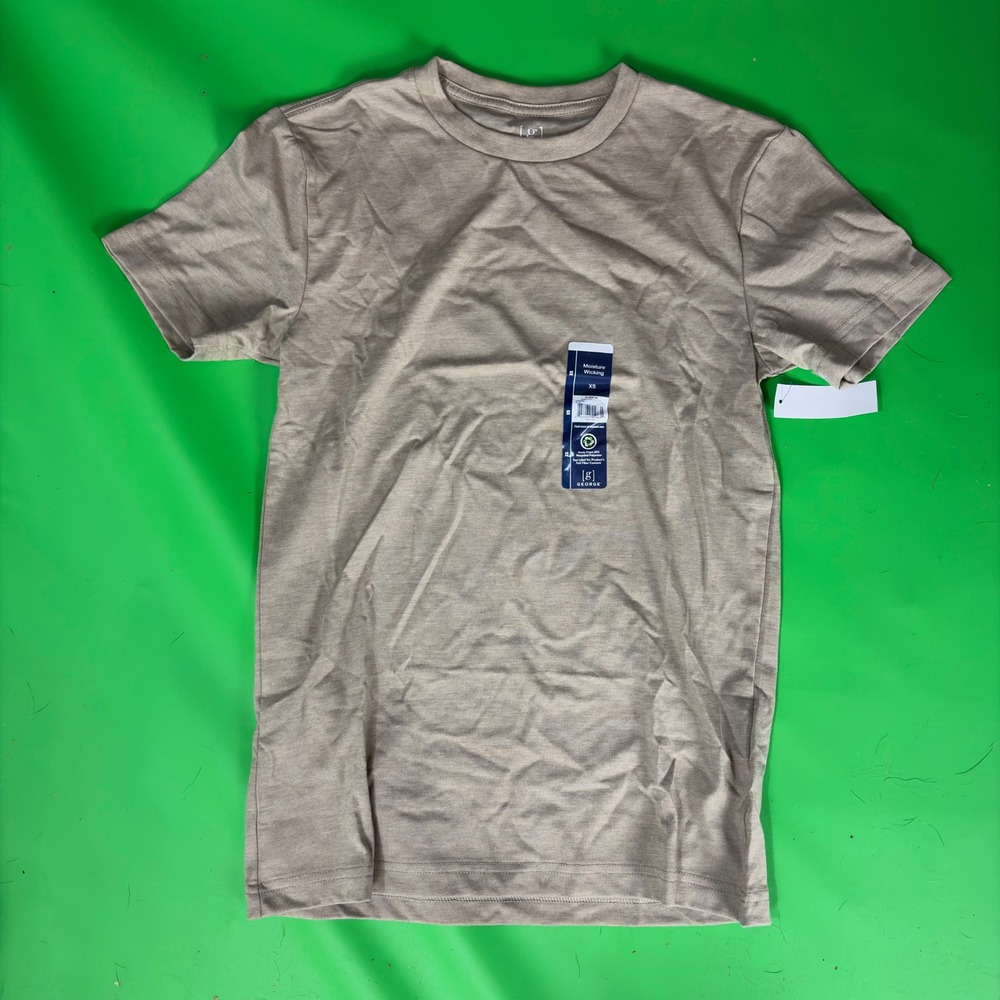 George‎ Crewneck T-Shirt Mens XS Tan Sandstorm Heather Moisture Wicking Tee NWT